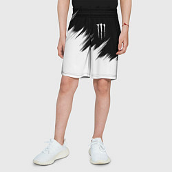 Шорты детские Monster energy белые штрихи, цвет: 3D-принт — фото 2