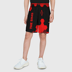 Шорты детские The Sims - red gradient вертикально, цвет: 3D-принт — фото 2