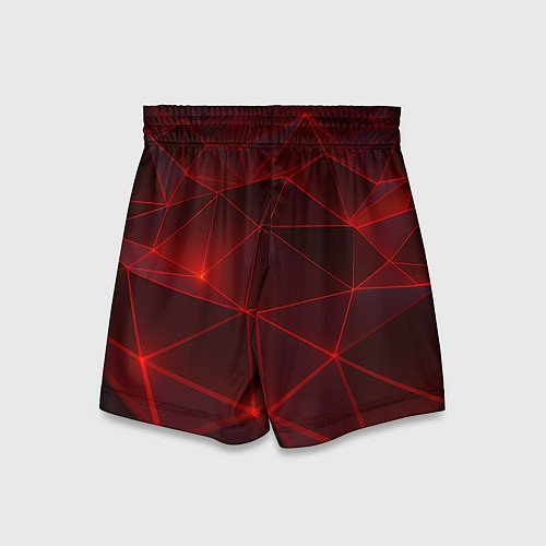 Детские шорты Красные полигоны с неоном / 3D-принт – фото 2