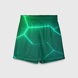 Шорты детские Зеленые неоновые плитки, цвет: 3D-принт