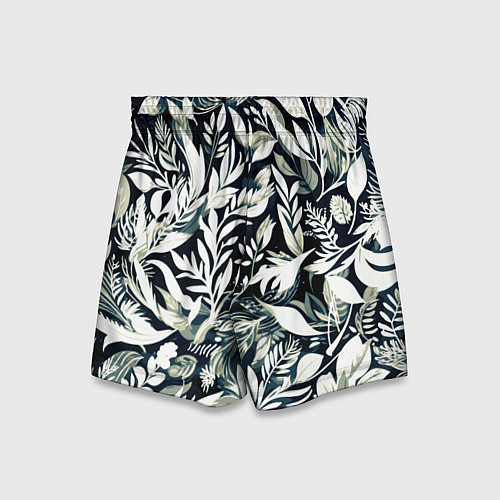 Детские шорты Чёрно-белый стилизованный цветочный / 3D-принт – фото 2