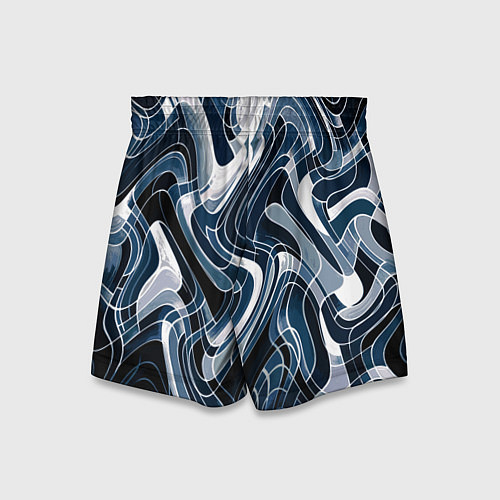 Детские шорты Тёмно-синий искажённая абстракция / 3D-принт – фото 2