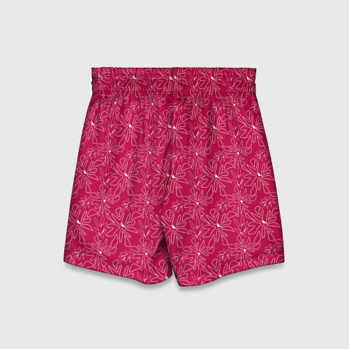 Детские шорты Цветочный рисунок пером на красном фоне / 3D-принт – фото 2