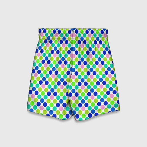 Детские шорты Разноцветный синий розовый зеленый горох на белом / 3D-принт – фото 2