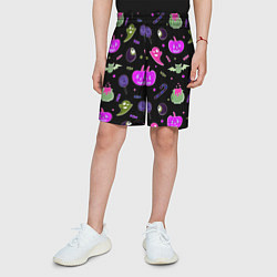 Шорты детские Halloween pink black pumpkin, цвет: 3D-принт — фото 2