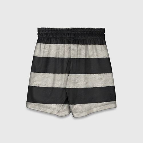 Детские шорты Текстурные черно-белые полосы / 3D-принт – фото 2
