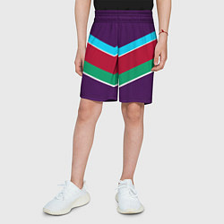Шорты детские Фиолетовый с полосами, цвет: 3D-принт — фото 2