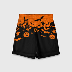 Шорты детские Хэллоуин тыквы и призраки, цвет: 3D-принт