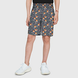 Шорты детские Лесной паттерн с лисьими мордами, цвет: 3D-принт — фото 2