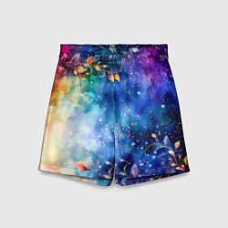 Шорты детские Волшебная светящаяся дымка с цветами, цвет: 3D-принт