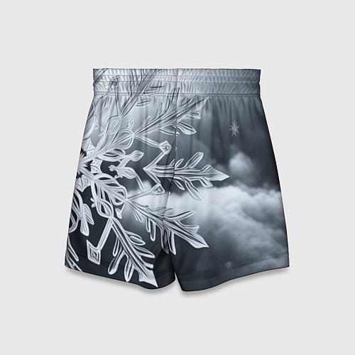 Детские шорты Снежинка на черно белое / 3D-принт – фото 2