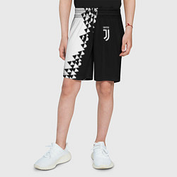Шорты детские Juventus черно белая геометрия текстура, цвет: 3D-принт — фото 2
