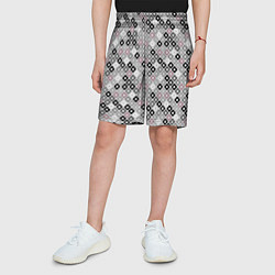 Шорты детские Цветочный серо-розовый узор ретро, цвет: 3D-принт — фото 2
