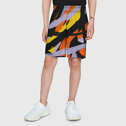 Шорты детские Полоски краски абстракция, цвет: 3D-принт — фото 2