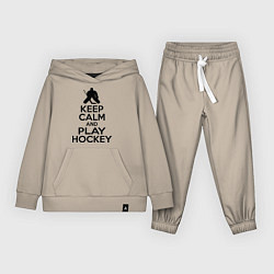 Костюм хлопковый детский Keep Calm & Play Hockey, цвет: миндальный