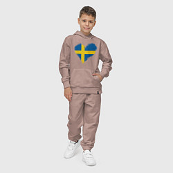 Костюм хлопковый детский Сердце - Швеция, цвет: пыльно-розовый — фото 2