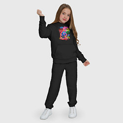 Костюм хлопковый детский Барт Симпсон - крутой скейтер - разноцветные клякс, цвет: черный — фото 2