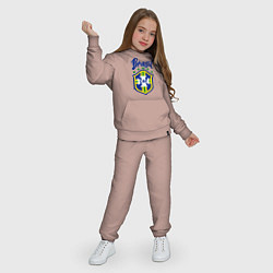 Костюм хлопковый детский Brasil Football, цвет: пыльно-розовый — фото 2