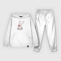 Костюм хлопковый детский Зайка с бантиком на ушке, цвет: белый