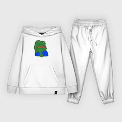 Костюм хлопковый детский Лягушонок Пепе сильно призадумался, цвет: белый