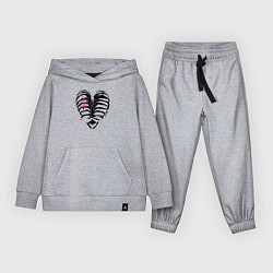 Костюм хлопковый детский Black ribs with a heart inside, цвет: меланж