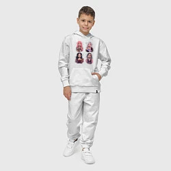 Костюм хлопковый детский Участницы Блэк Пинк в виде стикеров, цвет: белый — фото 2