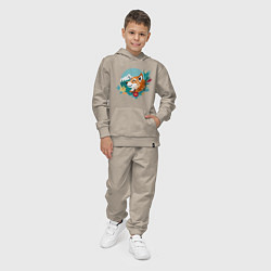 Костюм хлопковый детский Лиса и горы среди цветов, цвет: миндальный — фото 2