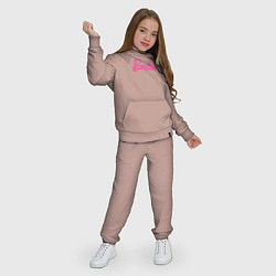 Костюм хлопковый детский Блестящий логотип Барби, цвет: пыльно-розовый — фото 2