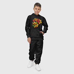 Костюм хлопковый детский Хохлома традиционный русский узор, цвет: черный — фото 2