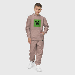 Костюм хлопковый детский Minecraft creeper face, цвет: пыльно-розовый — фото 2