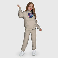Костюм хлопковый детский Funny kitten astronaut - ai art, цвет: миндальный — фото 2