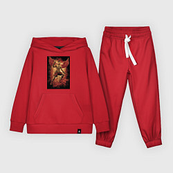 Костюм хлопковый детский Муай Тай боец с крыльями, цвет: красный