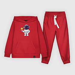 Костюм хлопковый детский Космонавт и планета, цвет: красный
