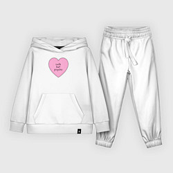 Костюм хлопковый детский Cute but psycho pink heart, цвет: белый