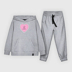 Костюм хлопковый детский Cute but psycho pink heart, цвет: меланж