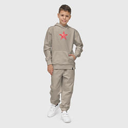 Костюм хлопковый детский Звезда акварельная красная, цвет: миндальный — фото 2