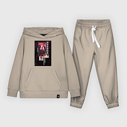 Костюм хлопковый детский Человек-бензопила Макима коллаж, цвет: миндальный