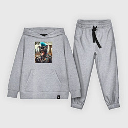 Костюм хлопковый детский Чувак пантера панк с фотоаппаратом - нейросеть, цвет: меланж