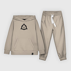 Костюм хлопковый детский Символика квадроберов черная, цвет: миндальный