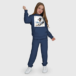 Костюм хлопковый детский Лыжник на склоне, цвет: тёмно-синий — фото 2
