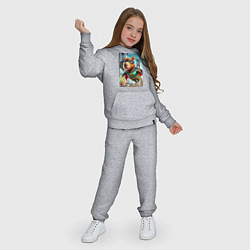 Костюм хлопковый детский Бэткапи летит над улицей Нью-Йорка, цвет: меланж — фото 2