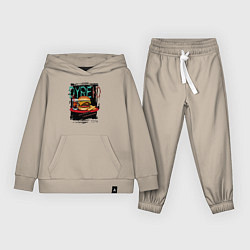 Костюм хлопковый детский Дурею от бургера как карась от прикормки, цвет: миндальный