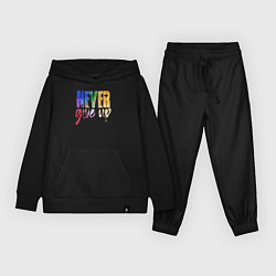 Костюм хлопковый детский Never give up, цвет: черный