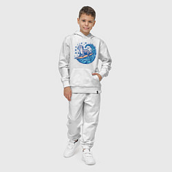 Костюм хлопковый детский Выдра серфингист, цвет: белый — фото 2