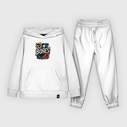 Костюм хлопковый детский Bones в стиле наклеек, цвет: белый