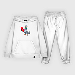 Костюм хлопковый детский Голубь боксер, цвет: белый