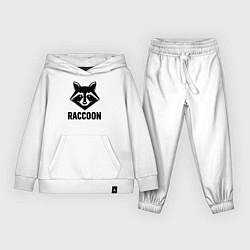 Костюм хлопковый детский Енот строгий черный, цвет: белый