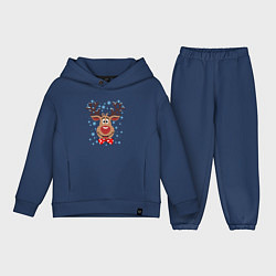 Детский костюм оверсайз Рождественский олень, цвет: тёмно-синий