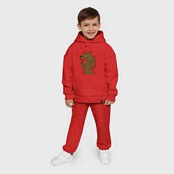 Детский костюм оверсайз Медведь цензурный, цвет: красный — фото 2