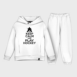 Детский костюм оверсайз Keep Calm & Play Hockey, цвет: белый